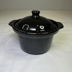 Small Black Ceramic Cooker Crock Pot Oval Replacement CROCK With Lid  Excellent